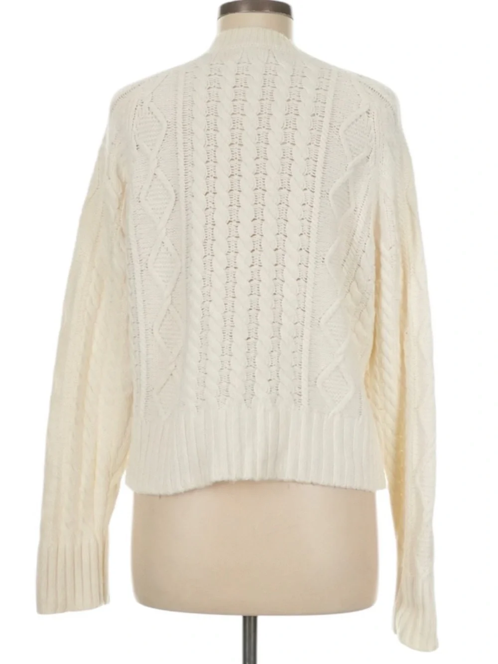 J. Crew Cable Knit Cardigan Sweater Size M Cream Gold Buttons Polished Office - Picture 3 of 8